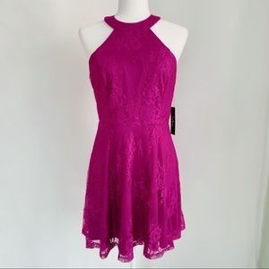 Lulu’s Magenta Lace Skater Dress